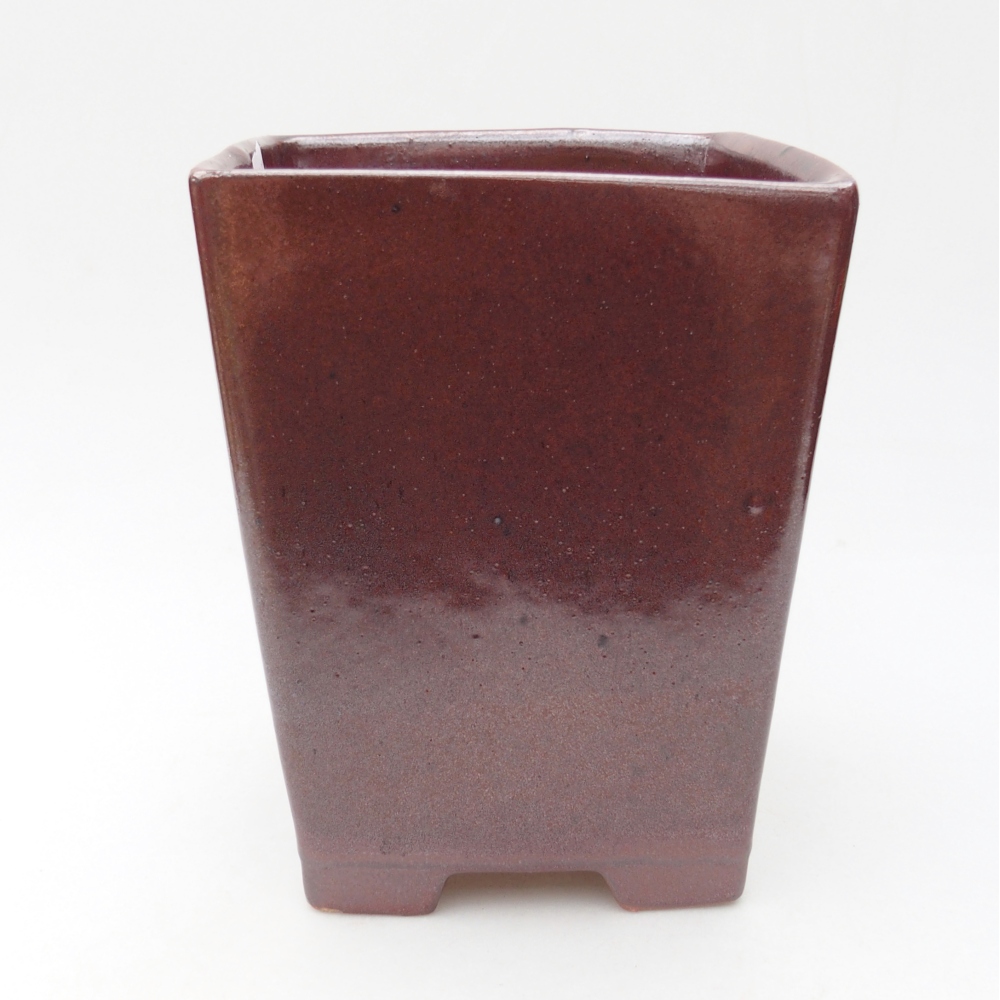 Ceramic bonsai bowl 15 x 15 x 19,5 cm, burgundy