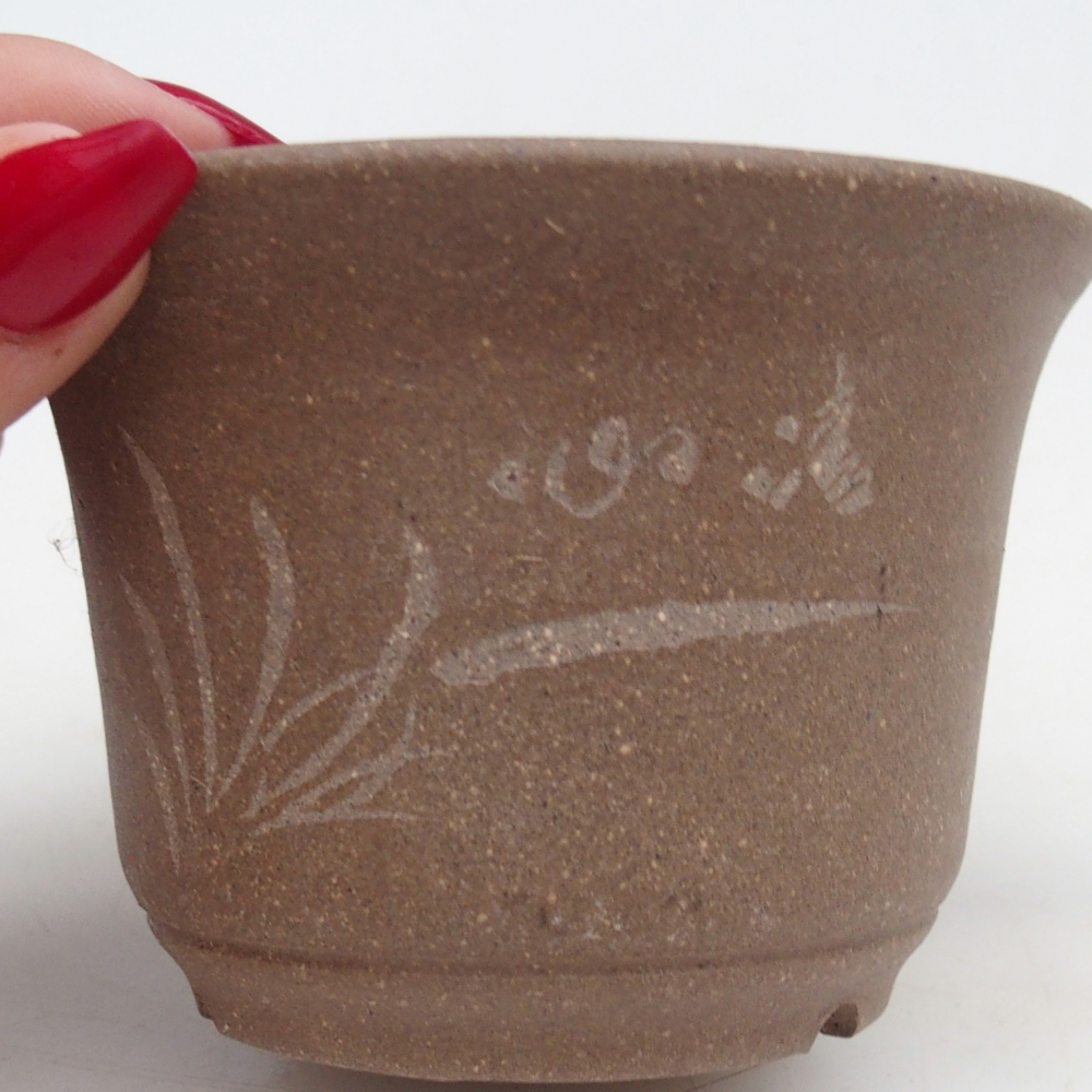 Ceramic bonsai bowl 9,5 x 9,51 x 6,5 cm, colour beige