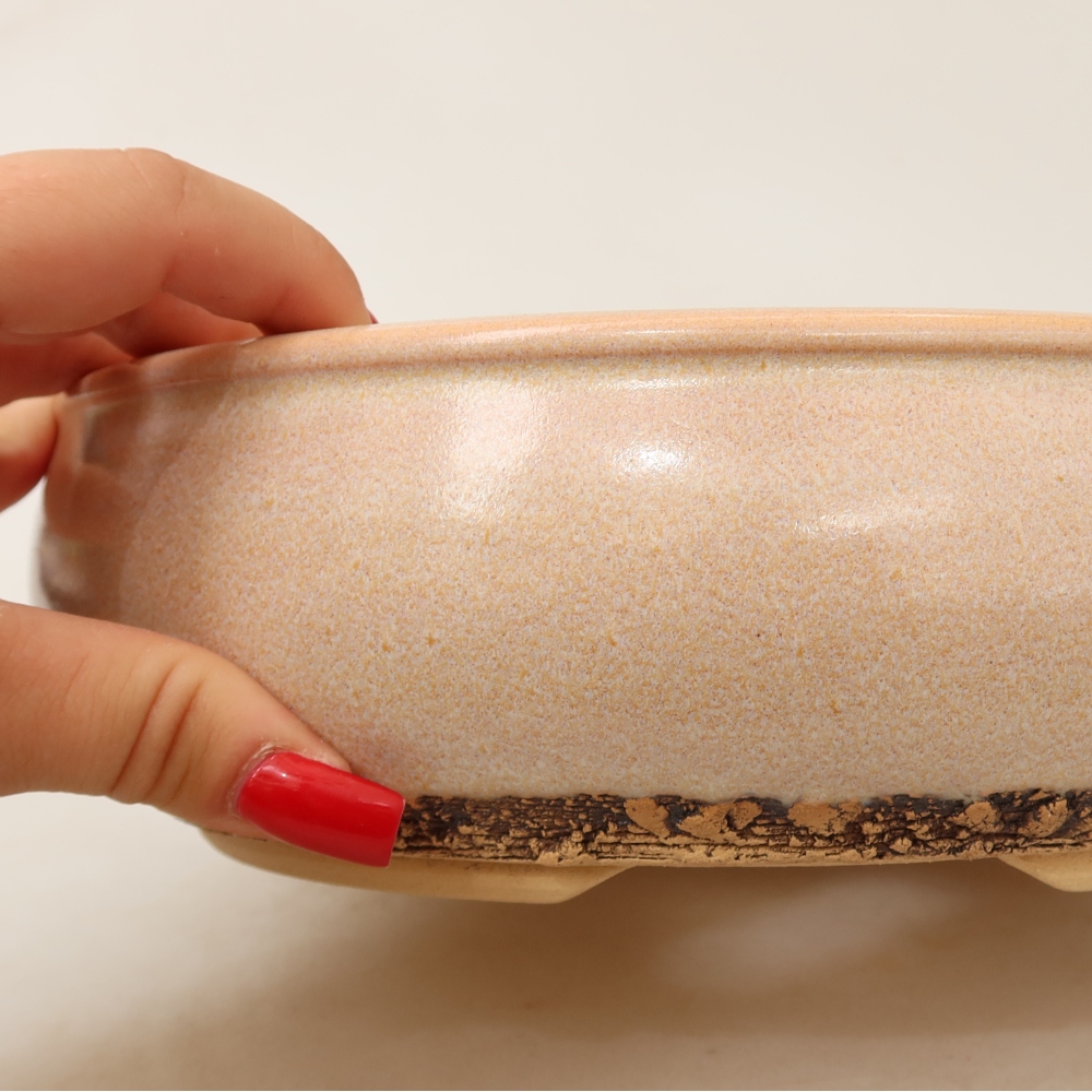 Ceramic bonsai pot, 23 x 23 x 7 cm, beige