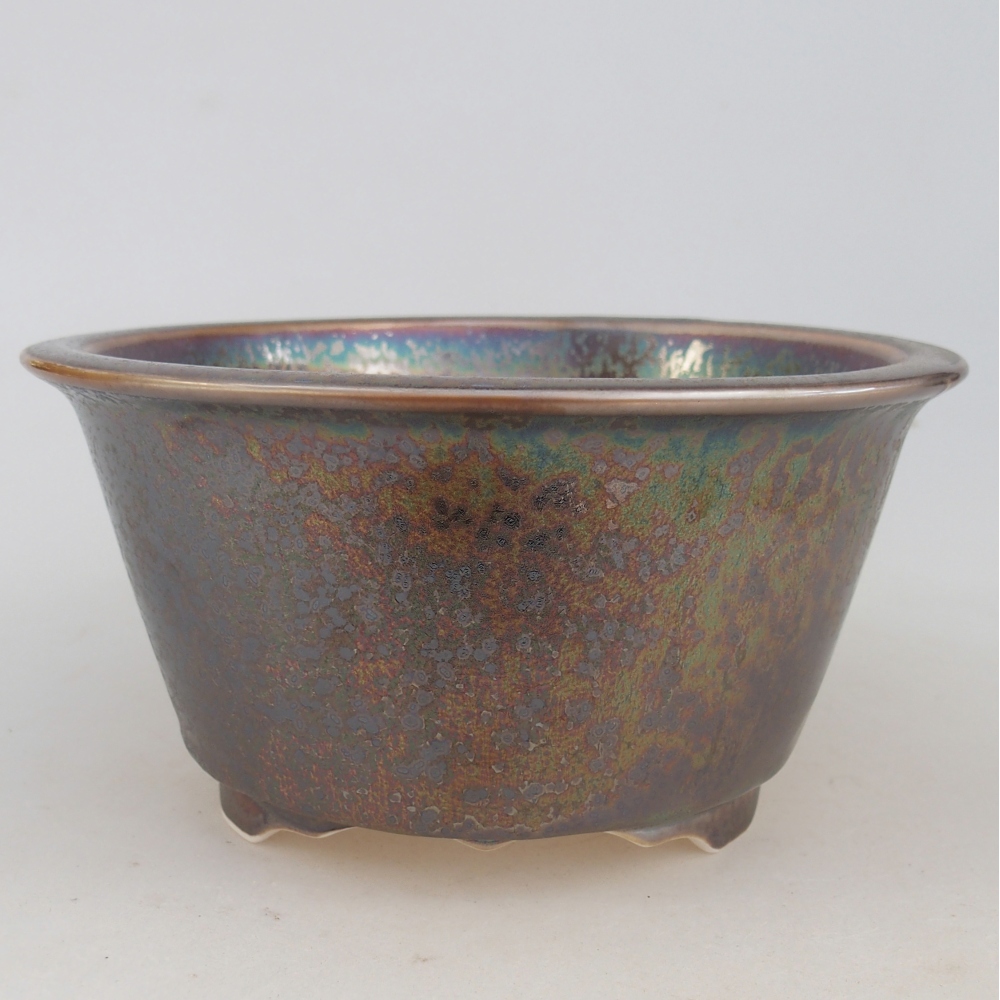 Ceramic bonsai bowl 16 x 16 x 8,5 cm, gold colour