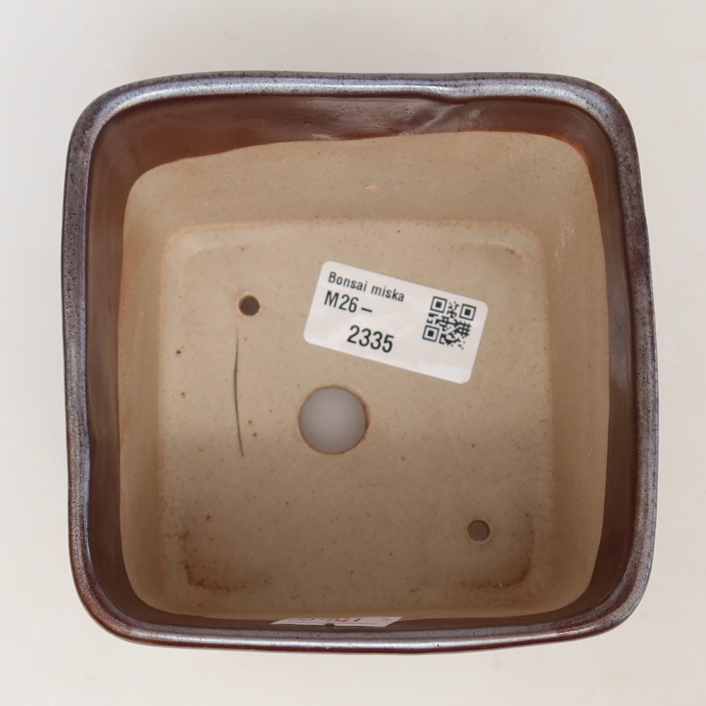 Ceramic bonsai pot, 10.5 x 10.5 x 8.5 cm, brown