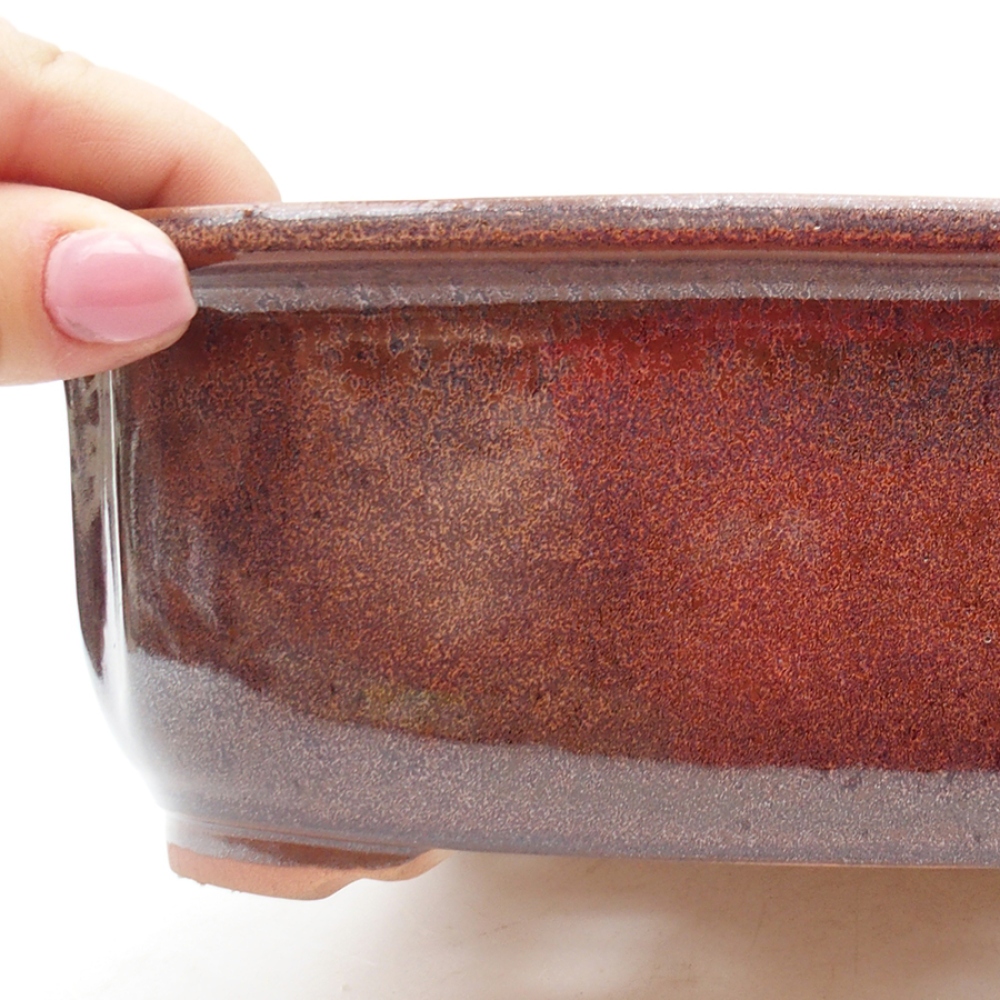 Ceramic bonsai bowl 24,5 x 21 x 7,5 cm, color brown