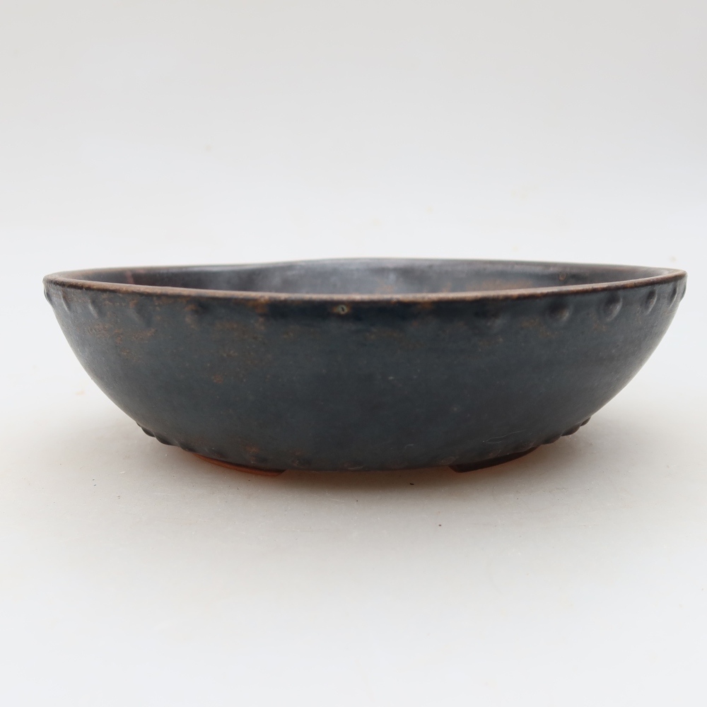 Ceramic bonsai bowl 17,5 x 17,5 x 5 cm, brown