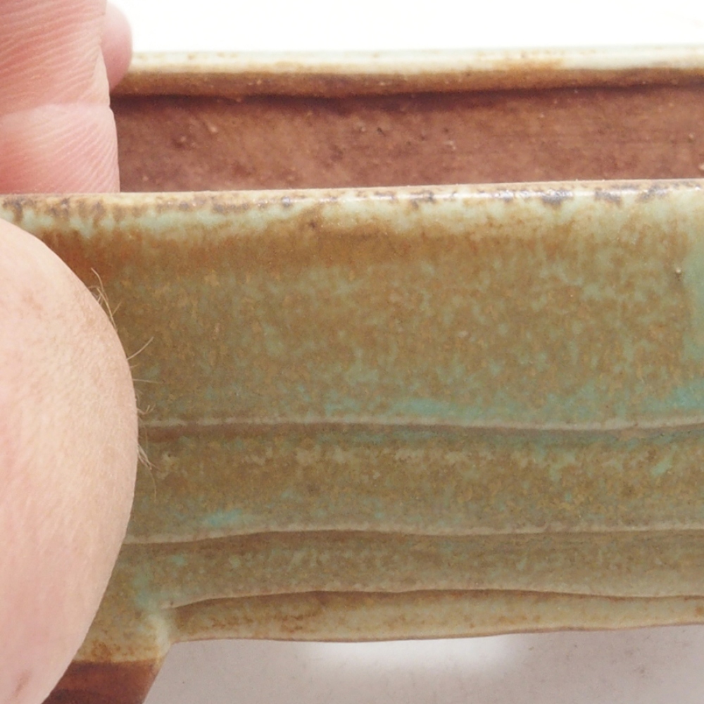 Ceramic bonsai bowl 9 x 7,5 x 3,5 cm, color green