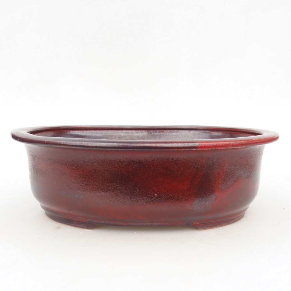 Ceramic bonsai bowl 23 x 19 x 7 cm, colour red