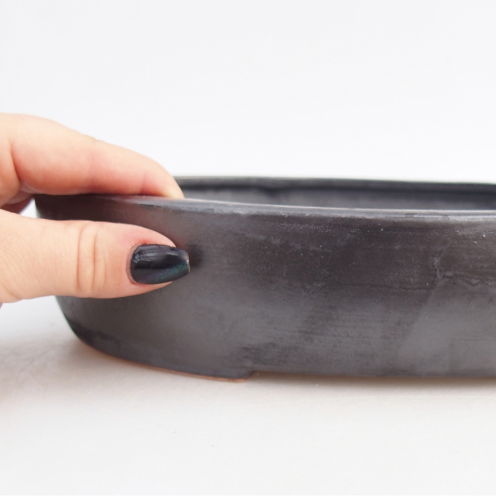 Ceramic bonsai bowl 27 x 21 x 5,5 cm, metal colour