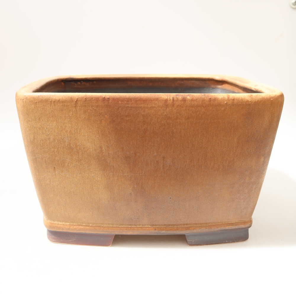 Ceramic bonsai pot, 26.5 x 26.5 x 15.5 cm, brown