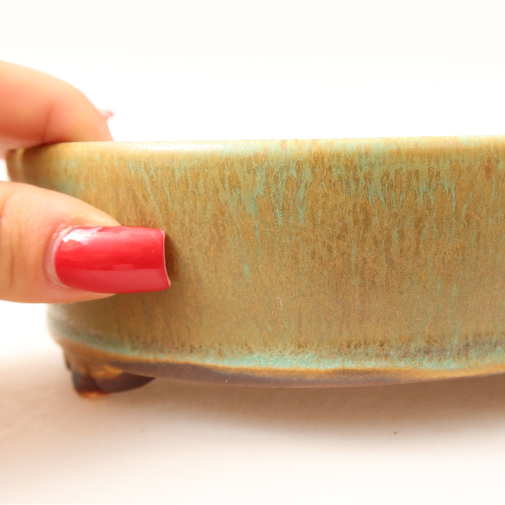 Ceramic bonsai bowl 15,5 x 15,5 x 5 cm, green