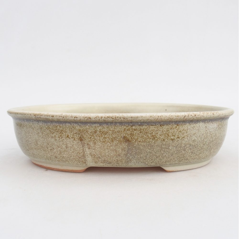 Ceramic bonsai bowl 21,5 x 17 x 5 cm, green