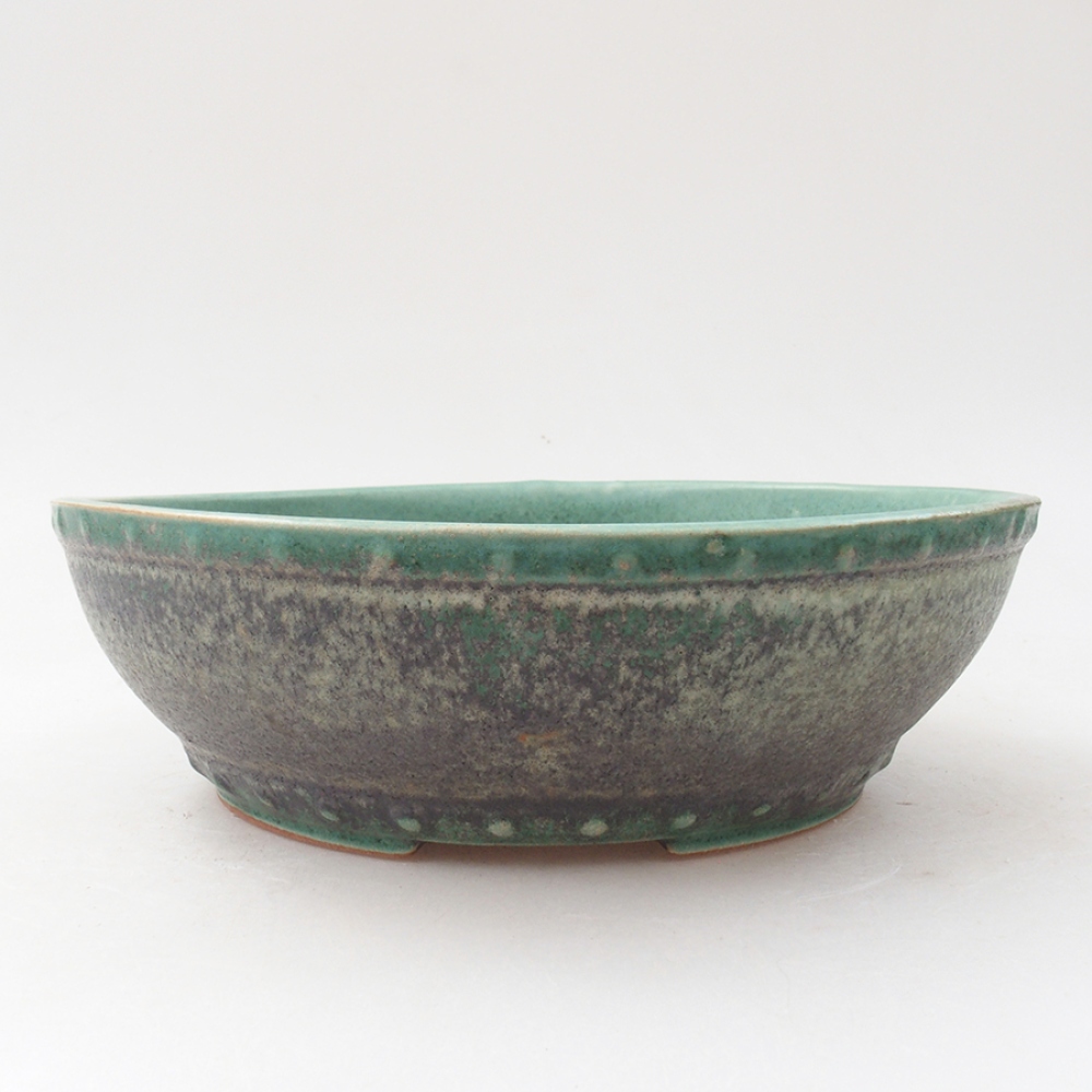 Ceramic bonsai bowl 17,5 x 17,5 x 5 cm, color green