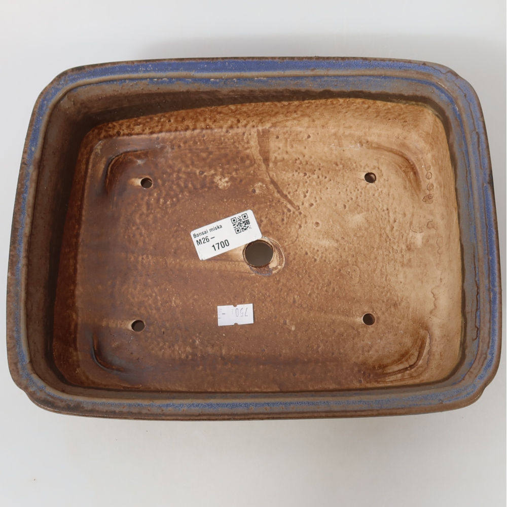 Ceramic bonsai pot, 25.5 x 20 x 7 cm, blue