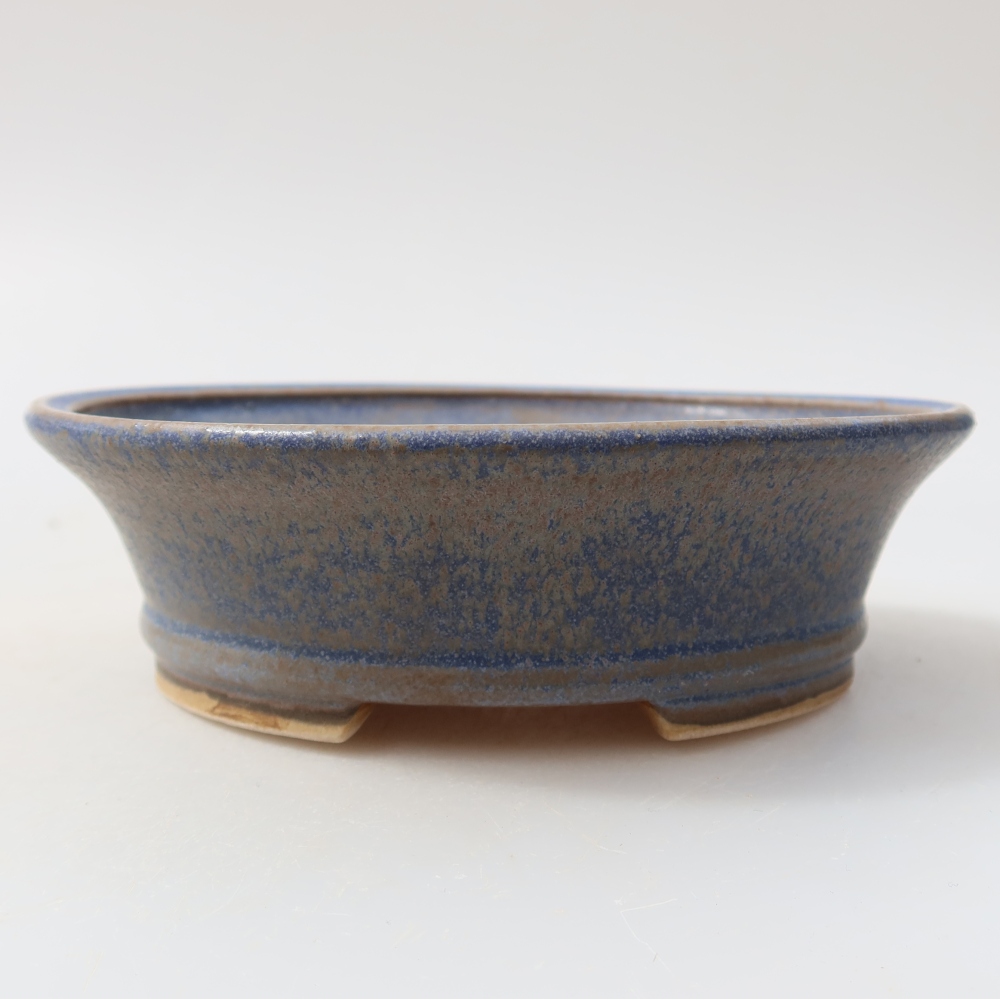 Ceramic bonsai pot, 12.5 x 11.5 x 4 cm, blue