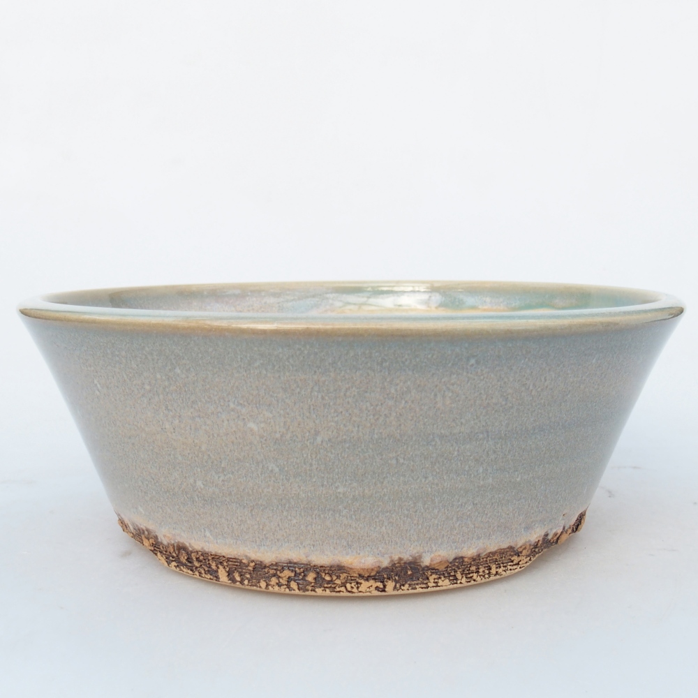 Ceramic bonsai bowl 21 x 21 x 8 cm, green-brown
