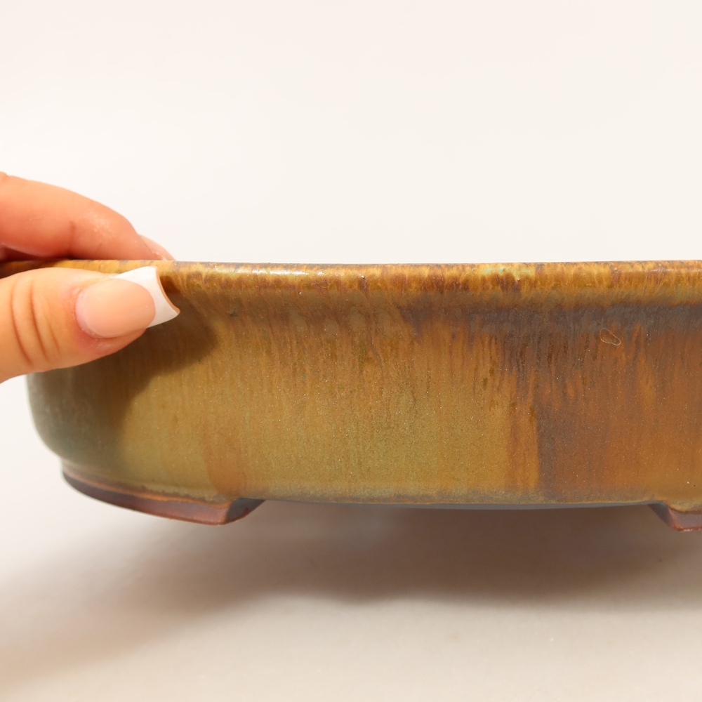 Ceramic bonsai bowl 26,5 x 23,5 x 5,5 cm, green