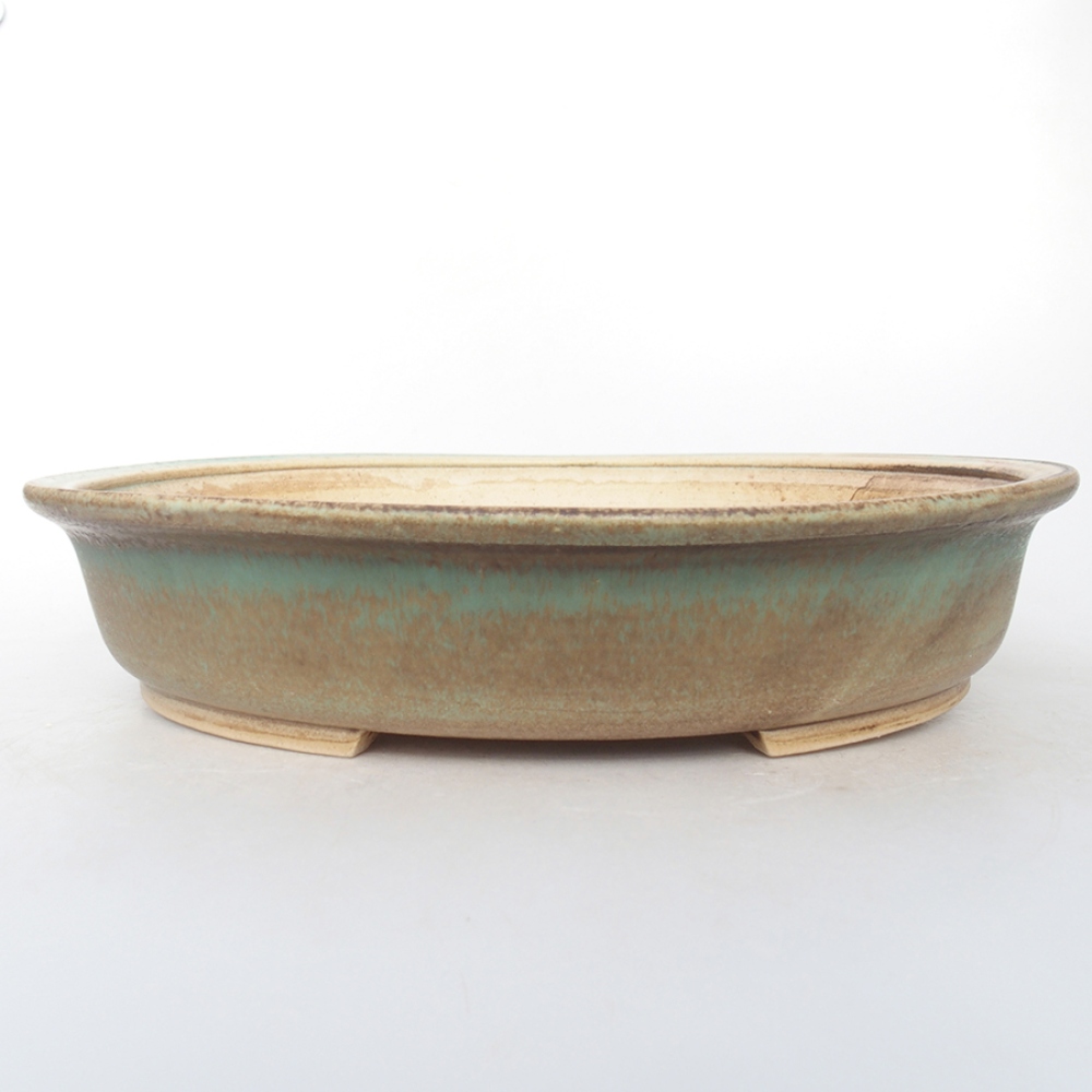 Ceramic bonsai bowl 29 x 25 x 6 cm, color green