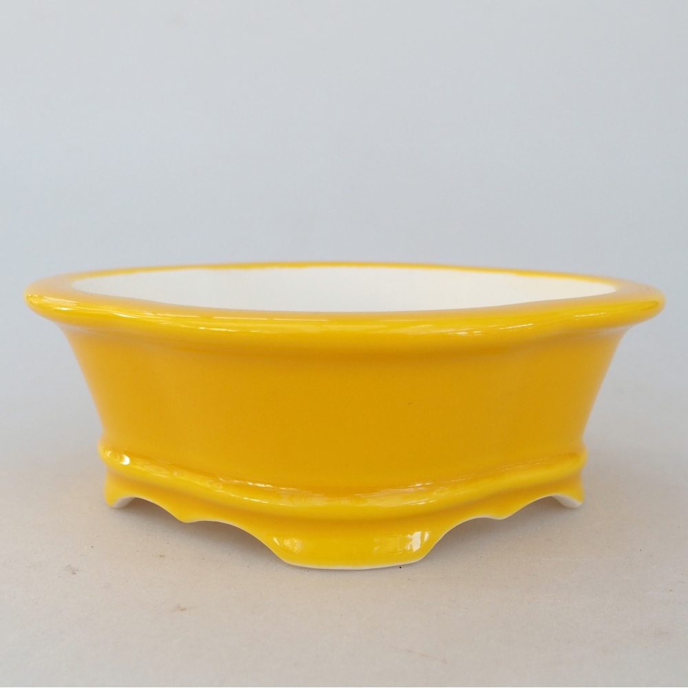 Ceramic bonsai bowl 13 x 12 x 5 cm, yellow