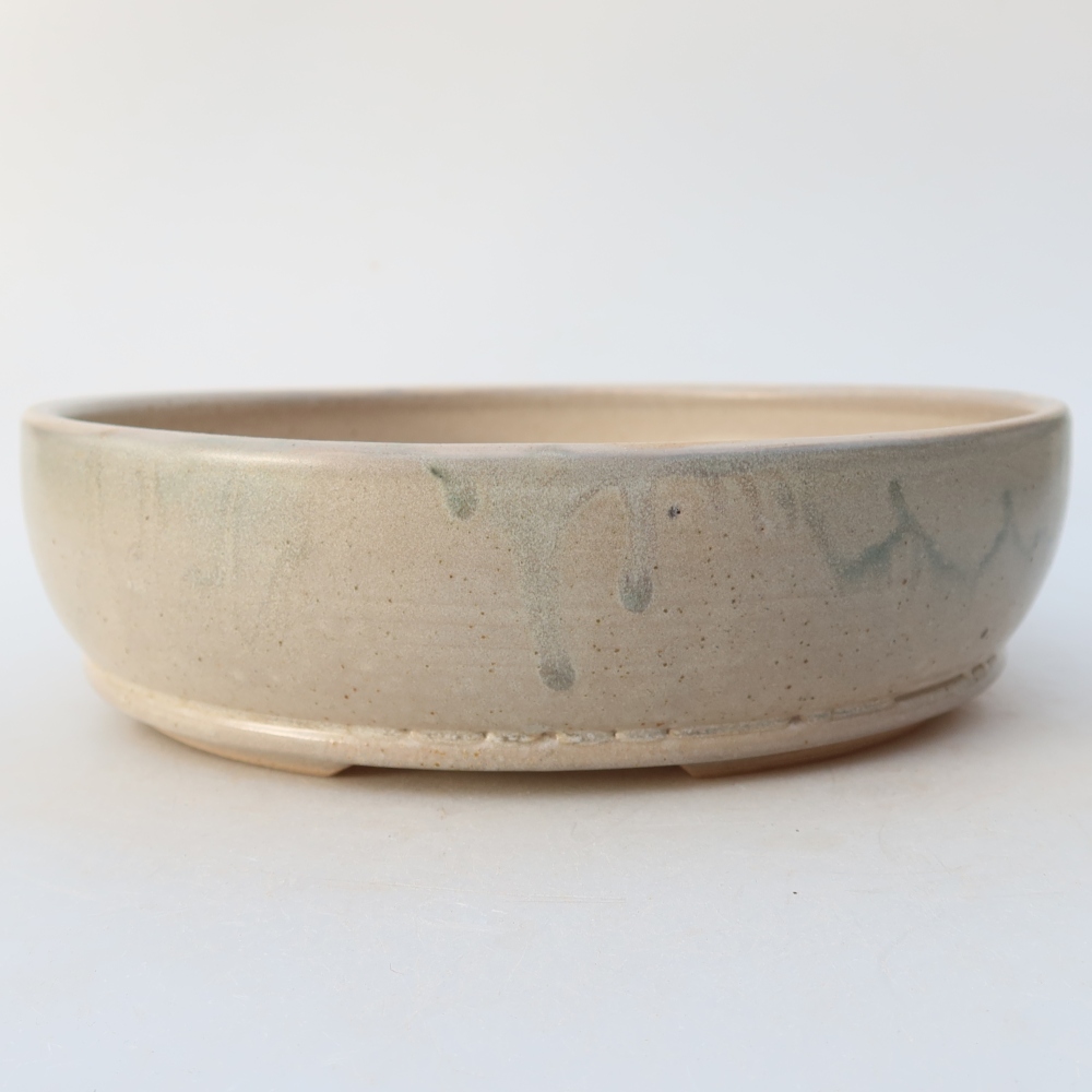Ceramic bonsai pot, 20 x 20 x 5.5 cm, beige