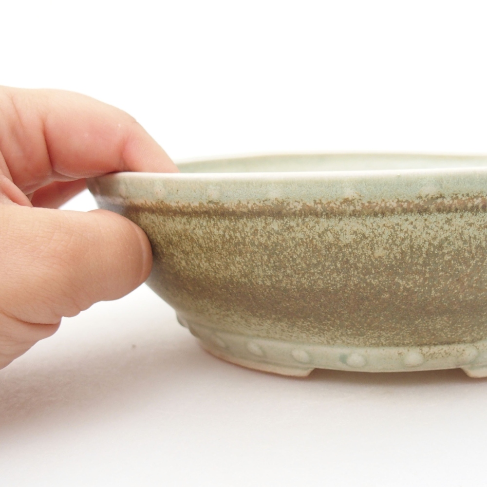 Ceramic bonsai bowl 18 x 18 x 5,5 cm, color green
