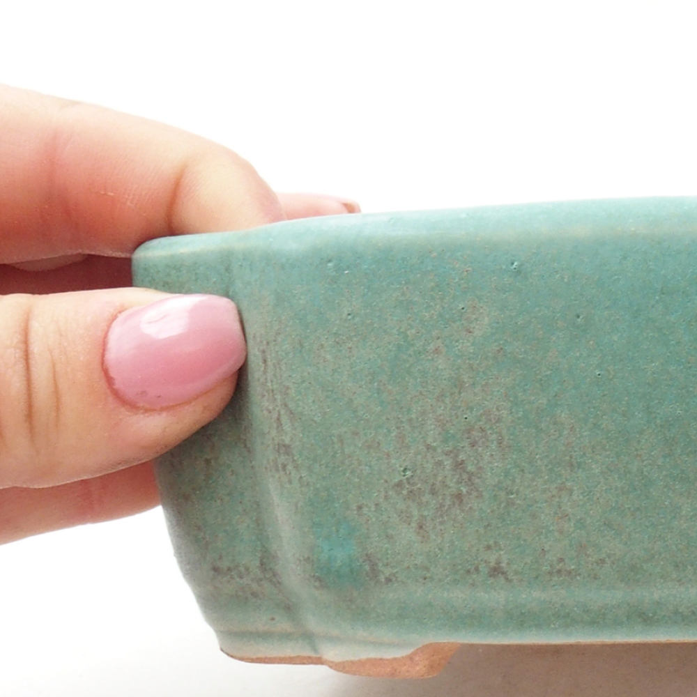 Ceramic bonsai bowl 18 x 13 x 5 cm, color green