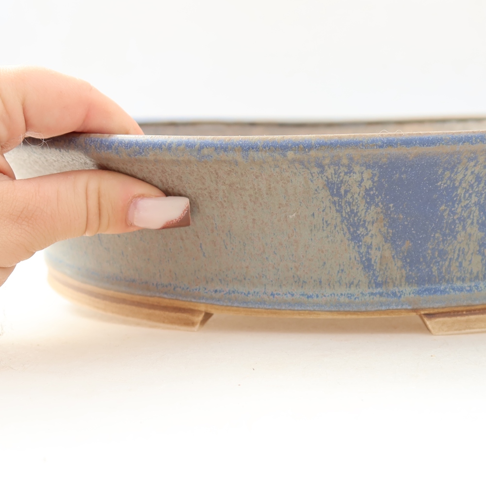 Ceramic bonsai pot, 31 x 28.5 x 7 cm, blue