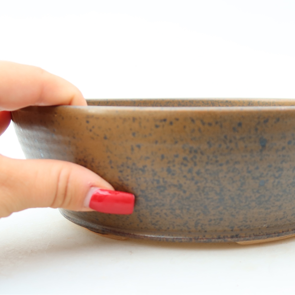 Ceramic bonsai pot, 21 x 21 x 6.5 cm, brown
