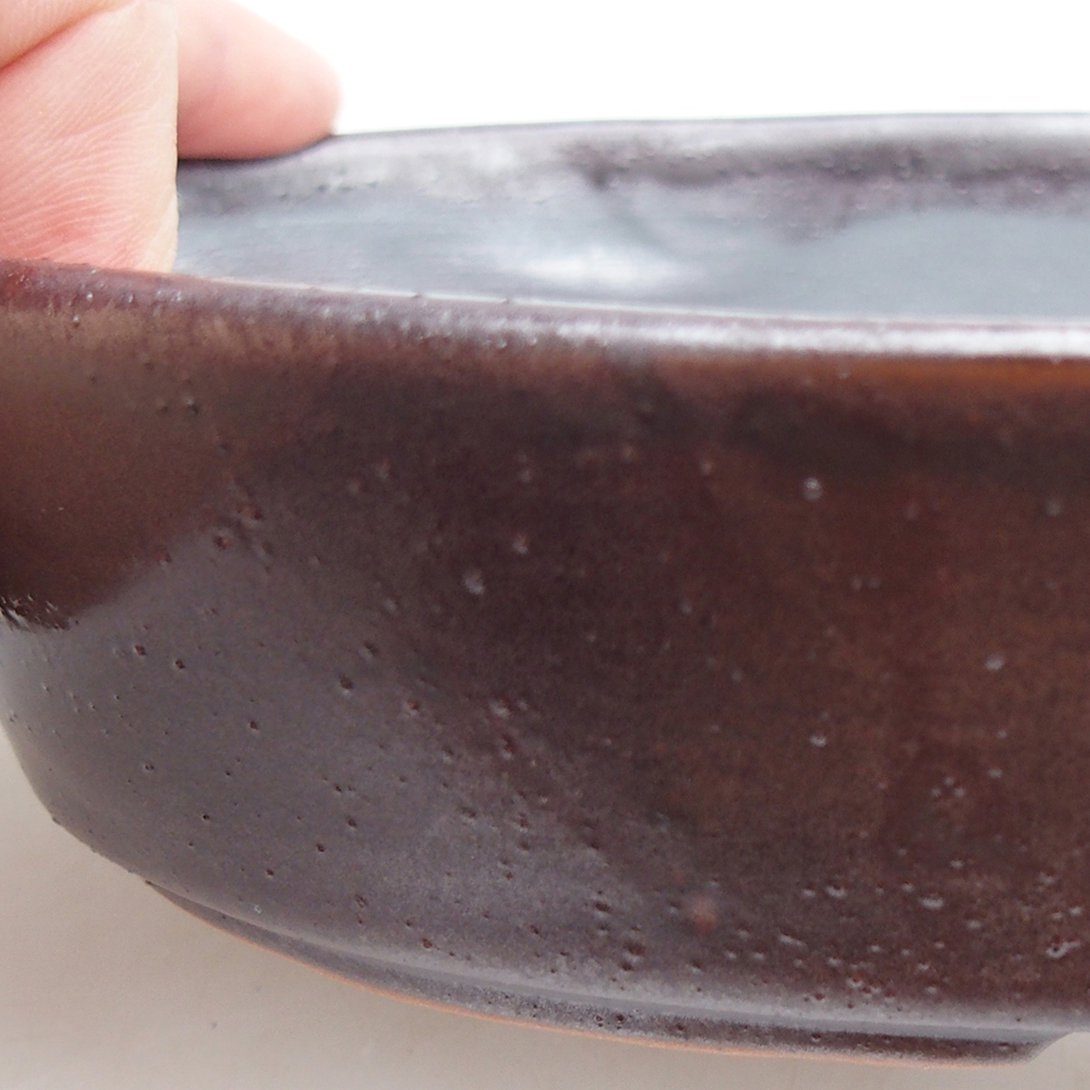 Ceramic bonsai bowl 18,5 x 13 x 4 cm, metal colour
