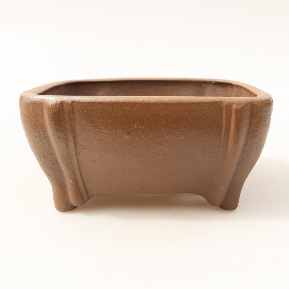 Ceramic bonsai pot, 10.5 x 10.5 x 4.5 cm, brown