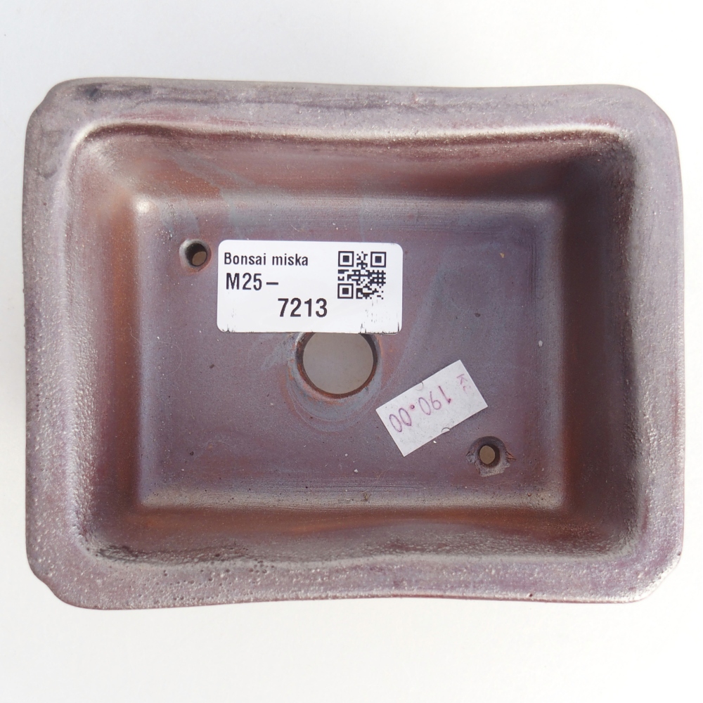 Ceramic bonsai bowl 12 x 9,5 x 5 cm, metal colour
