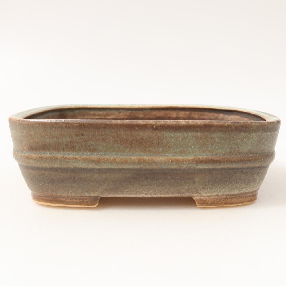 Ceramic bonsai pot, 14.5 x 11.5 x 4.5 cm, green