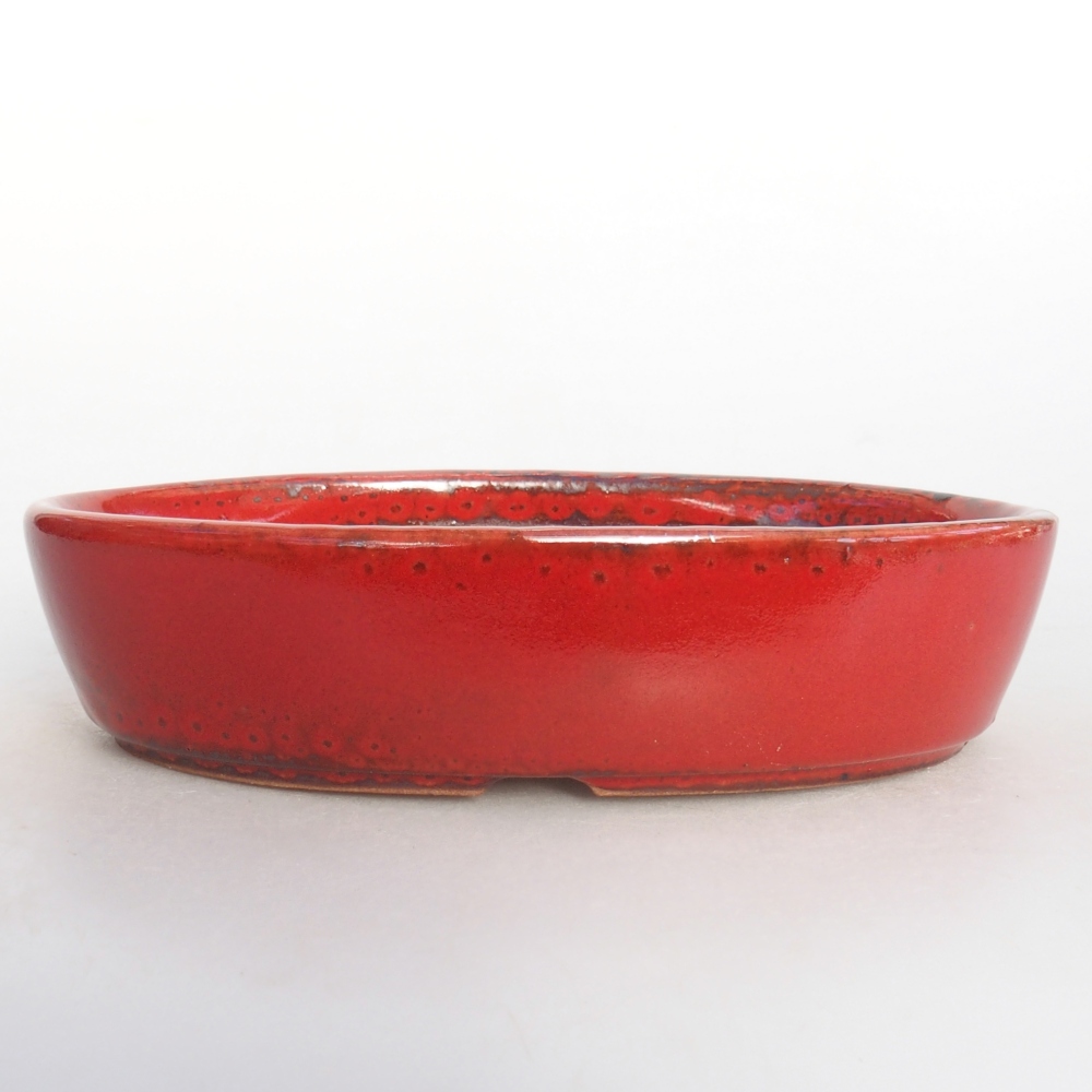Ceramic bonsai bowl 18,5 x 13 x 4,5 cm, colour red