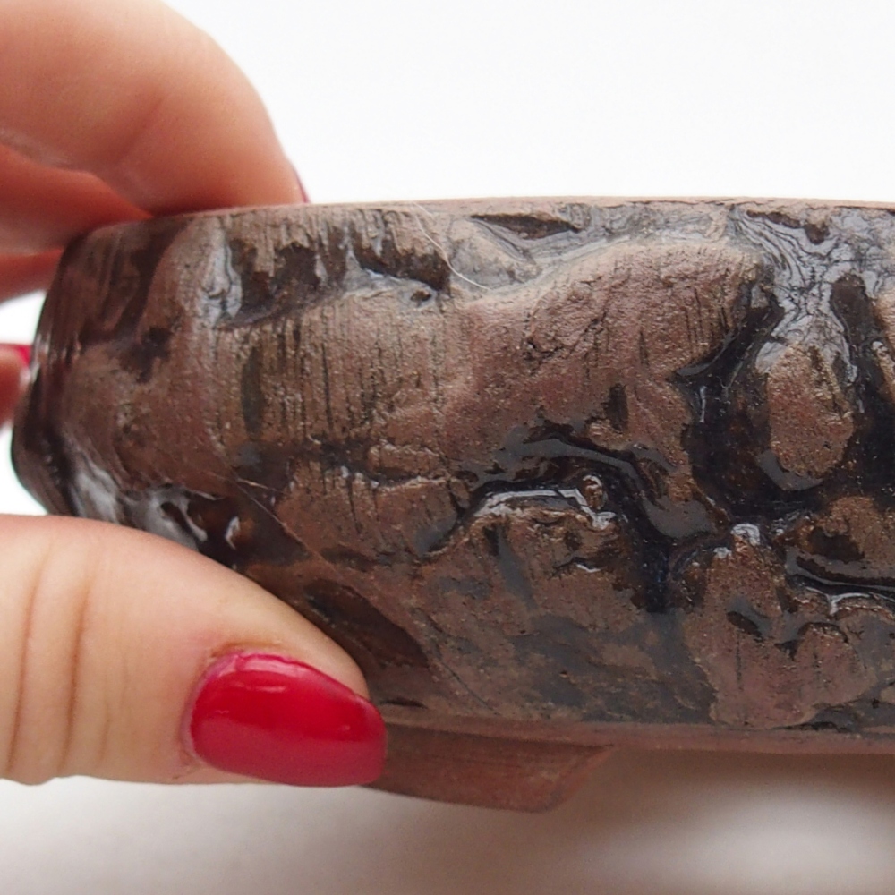 Ceramic bonsai bowl 14,5 x 14,5 x 5 cm, brown