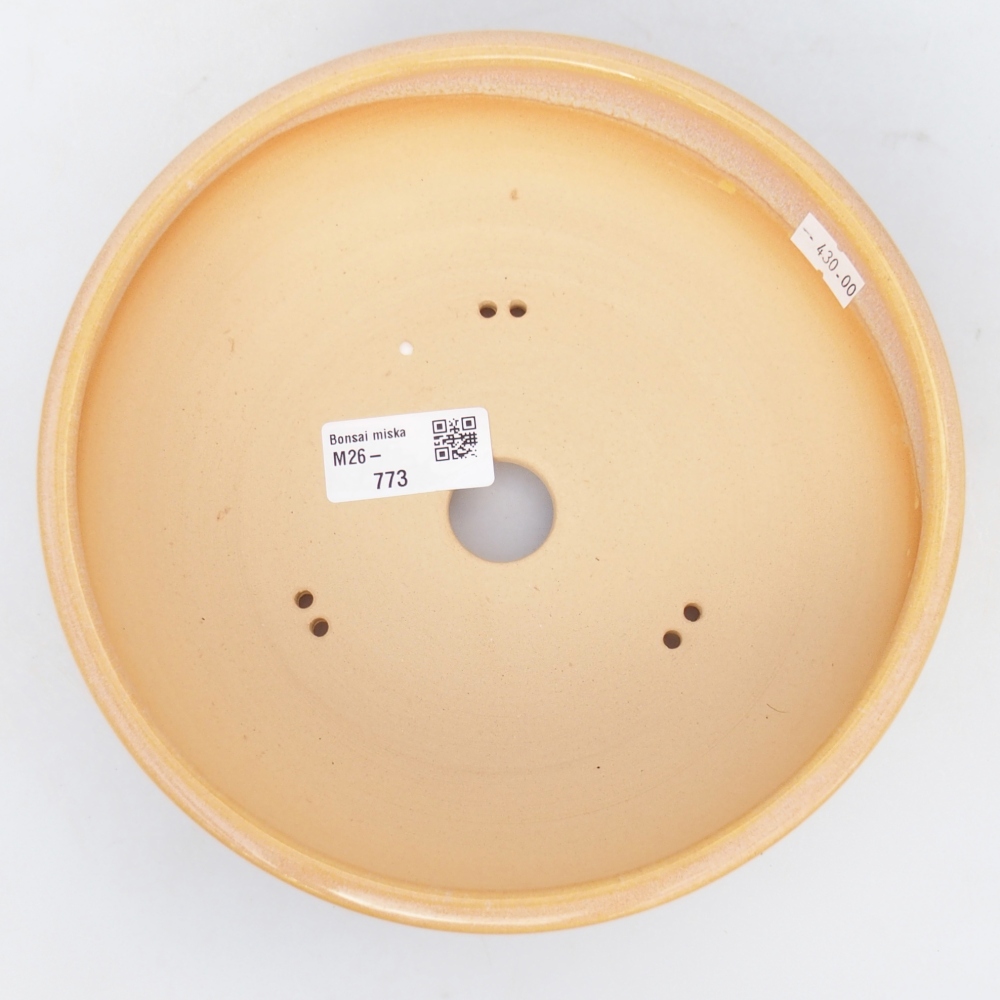 Ceramic bonsai bowl 19,5 x 19,5 x 6 cm, colour brown-yellow
