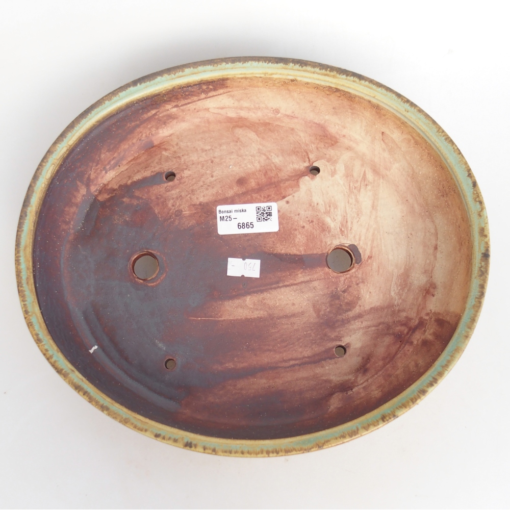 Ceramic bonsai bowl 28 x 24 x 6 cm, green