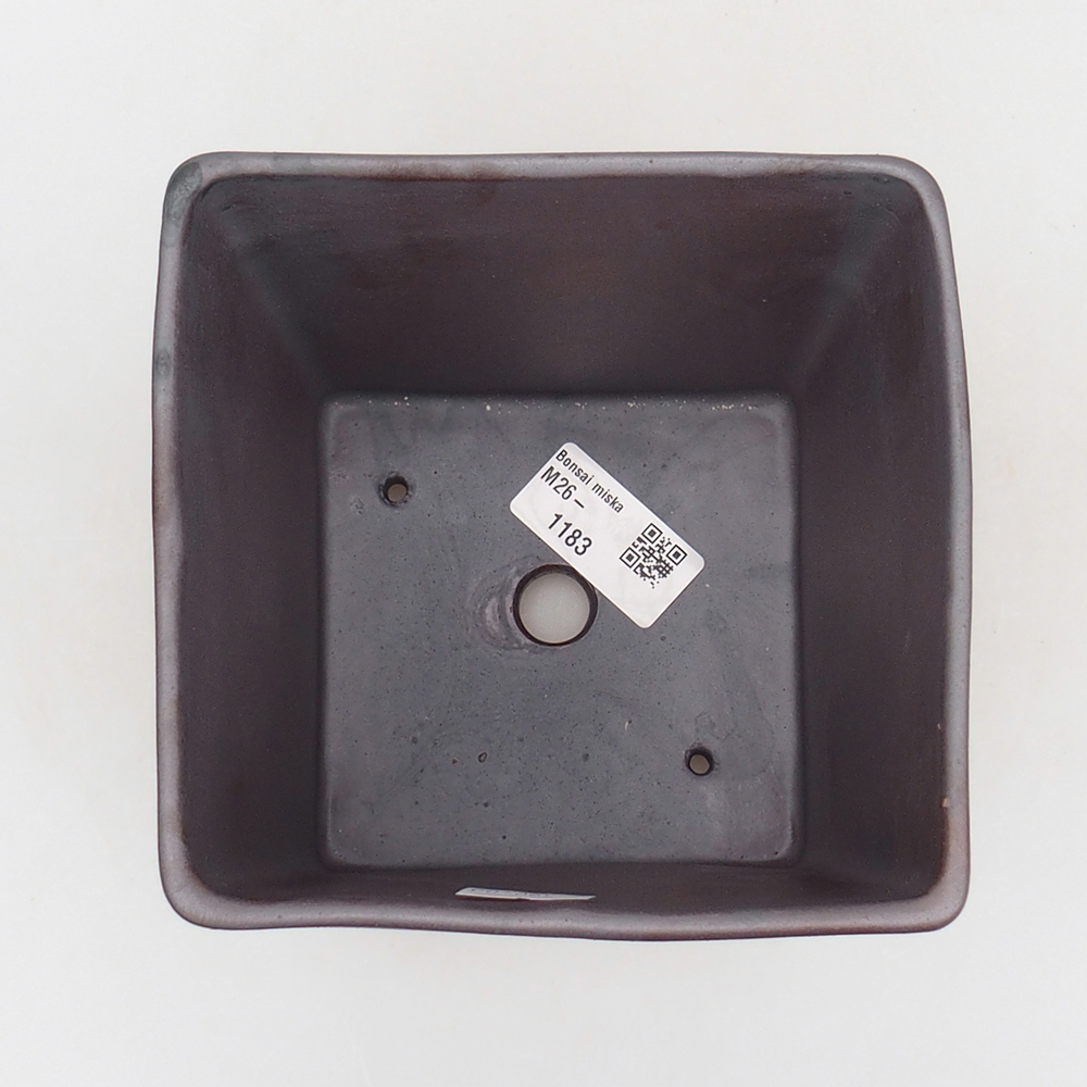 Ceramic bonsai bowl 13 x 13 x 13 cm, metal colour