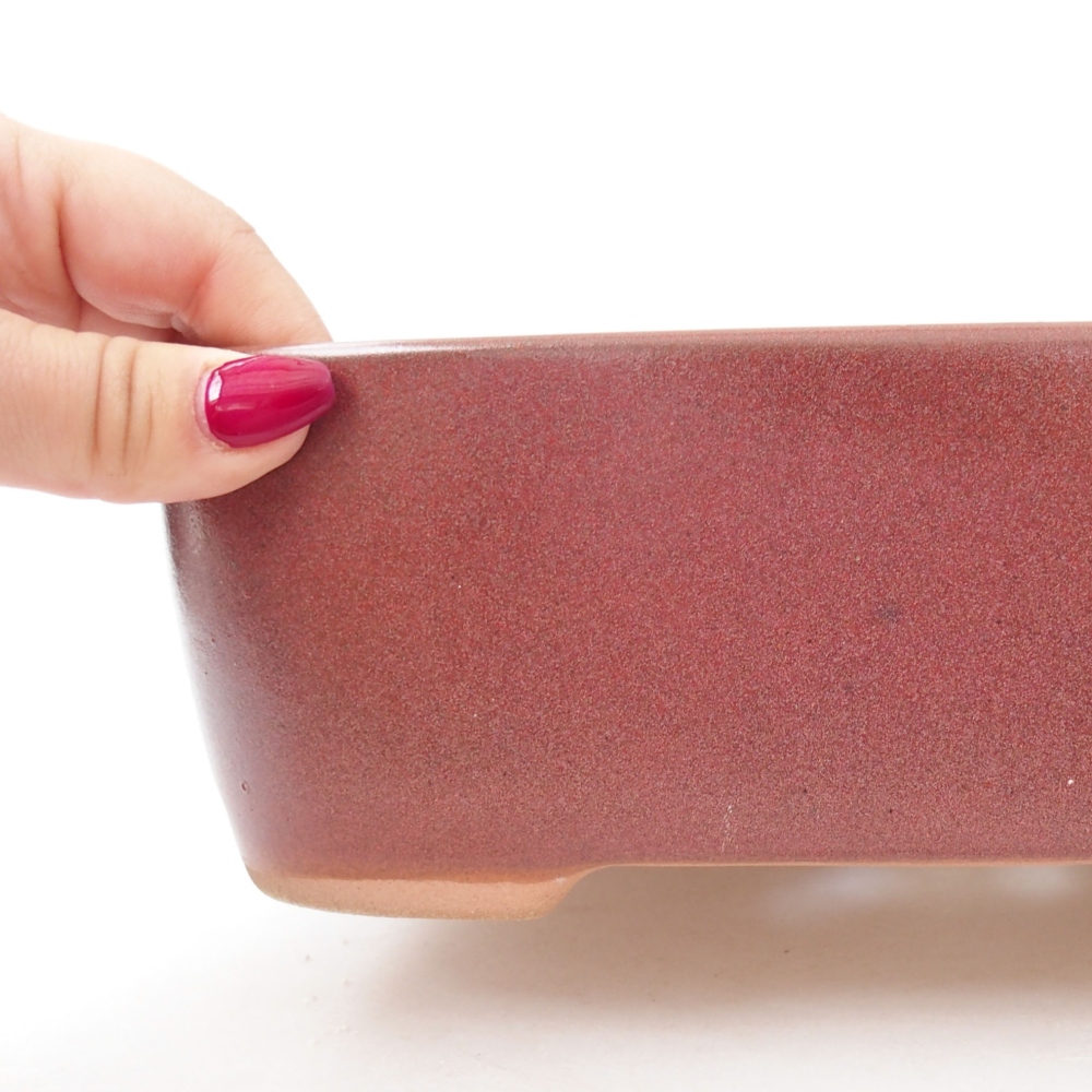 Ceramic bonsai bowl 23 x 18 x 7,5 cm, color burgundy