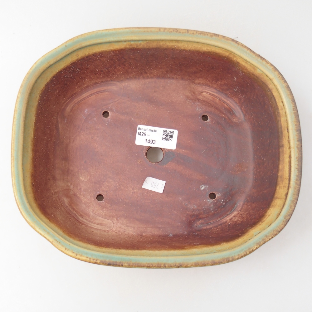 Ceramic bonsai bowl 25 x 21 x 8 cm, green