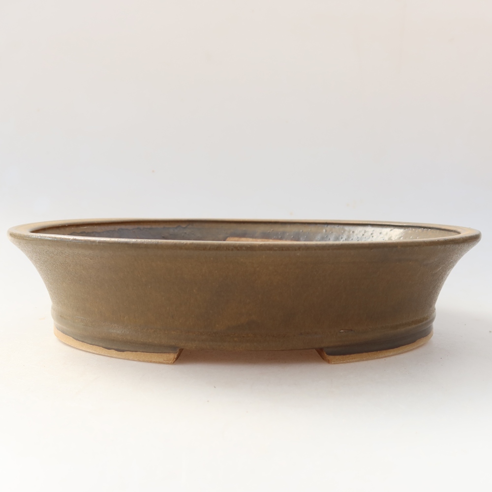 Ceramic bonsai pot, 24 x 21.5 x 5.5 cm, brown