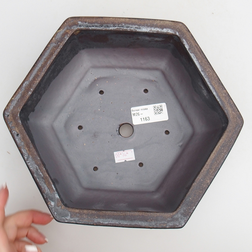 Ceramic bonsai bowl 23 x 21 x 7,5 cm, metal colour