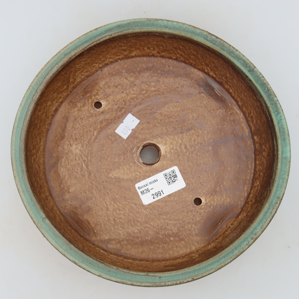 Ceramic bonsai bowl 21,5 x 21,5 x 6 cm, green