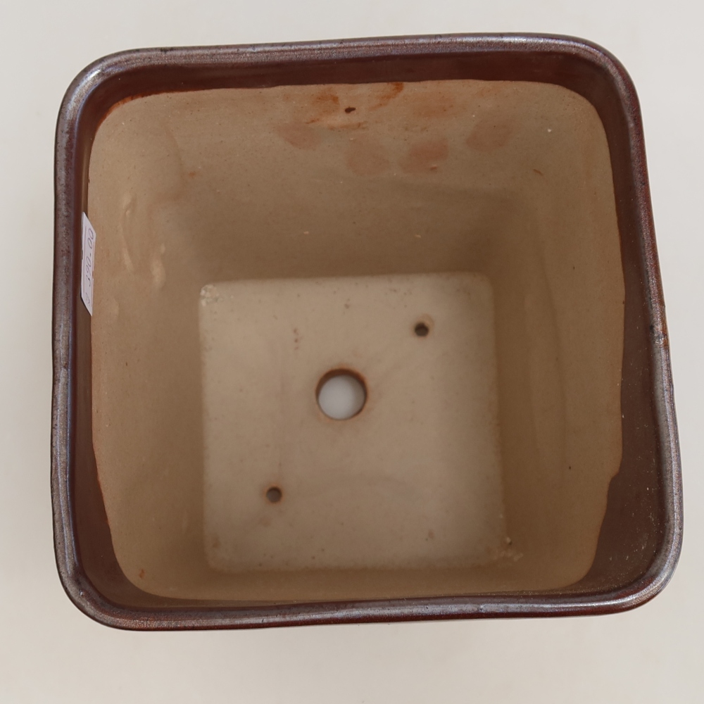 Ceramic bonsai bowl 13,5 x 13,5 x 15 cm, metal colour