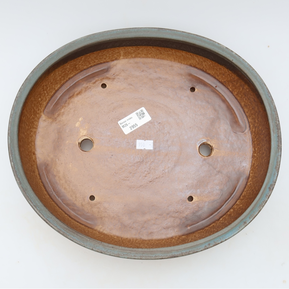 Ceramic bonsai pot, 32 x 28 x 6.5 cm, blue