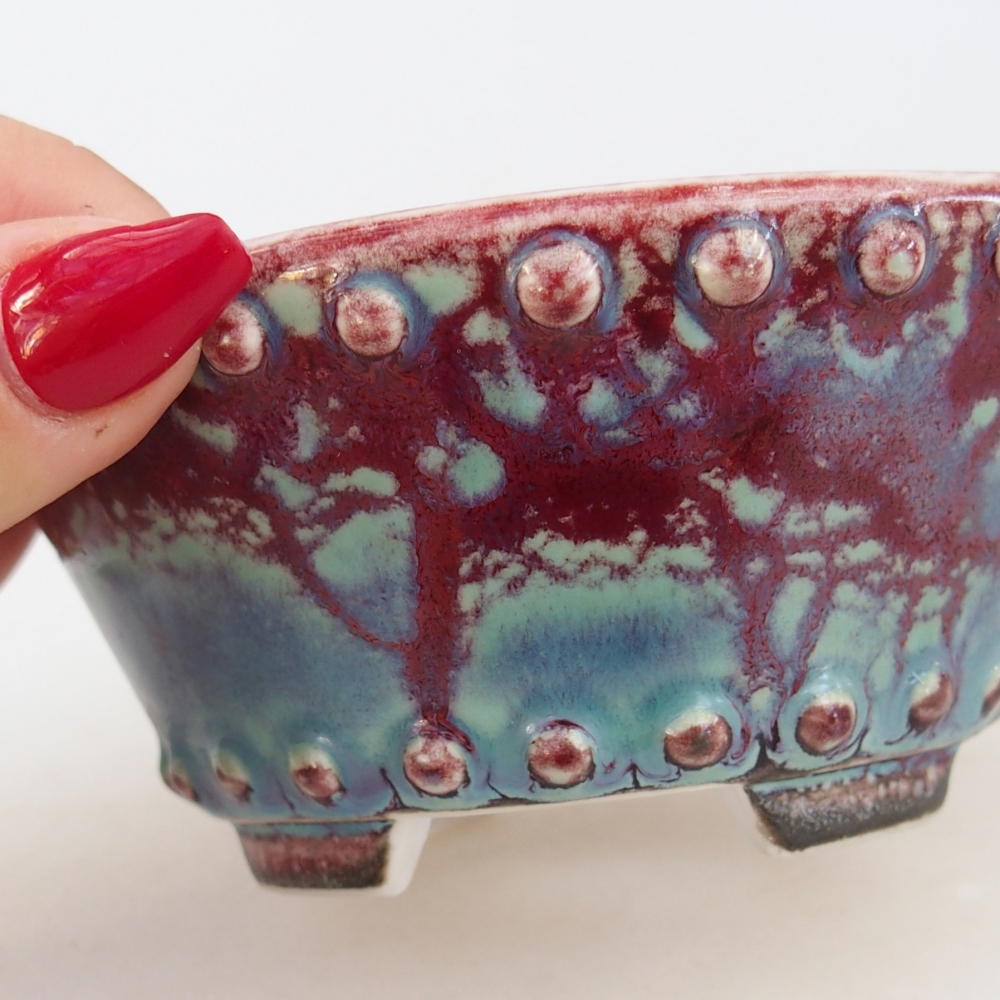 Ceramic bonsai bowl 10,5 x 10,5 x 5 cm, colour burgundy