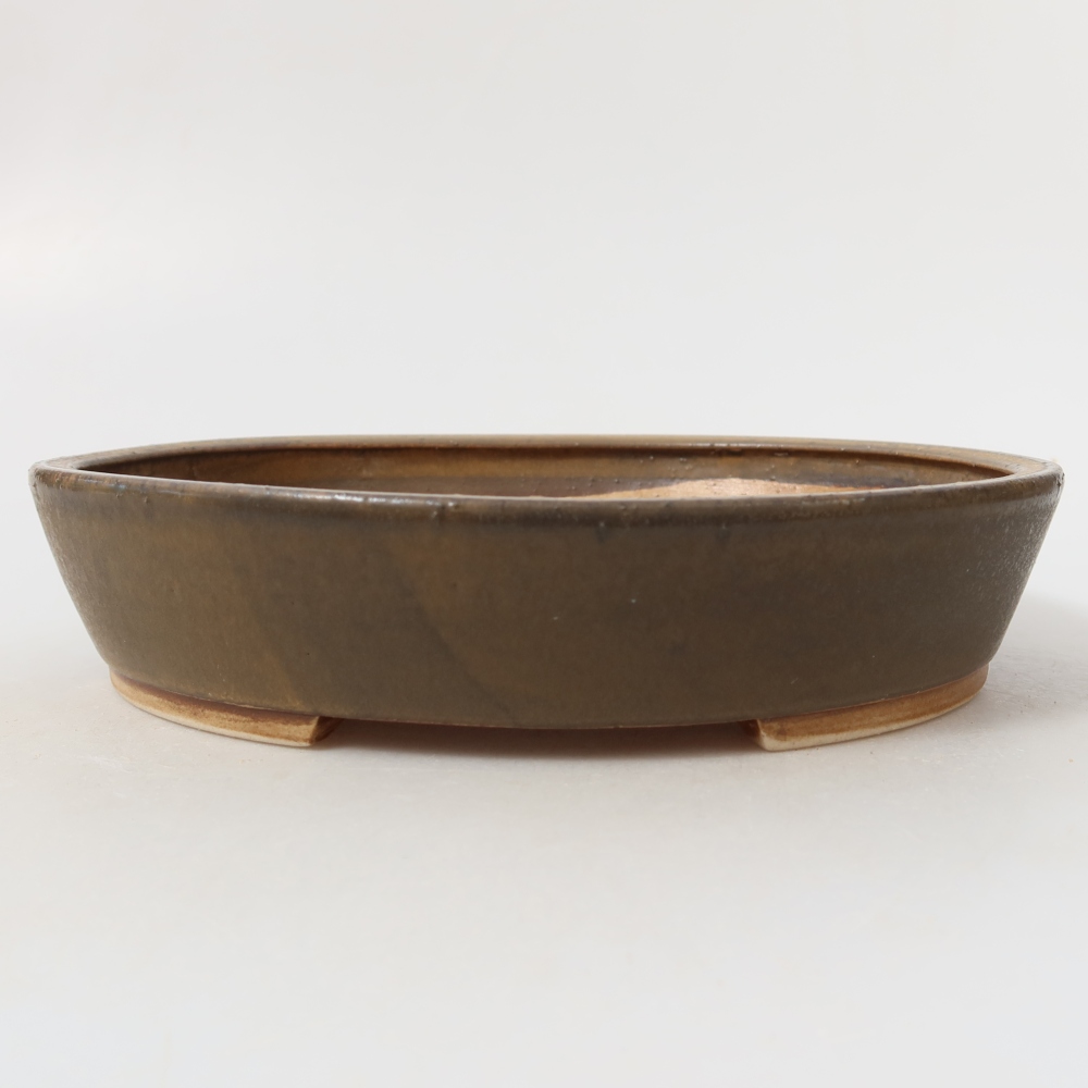 Ceramic bonsai bowl 21 x 19 x 4,5 cm, brown