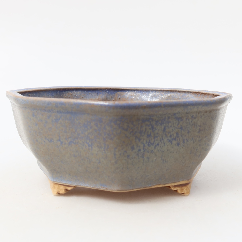Ceramic bonsai pot, 17 x 16 x 6.5 cm, blue