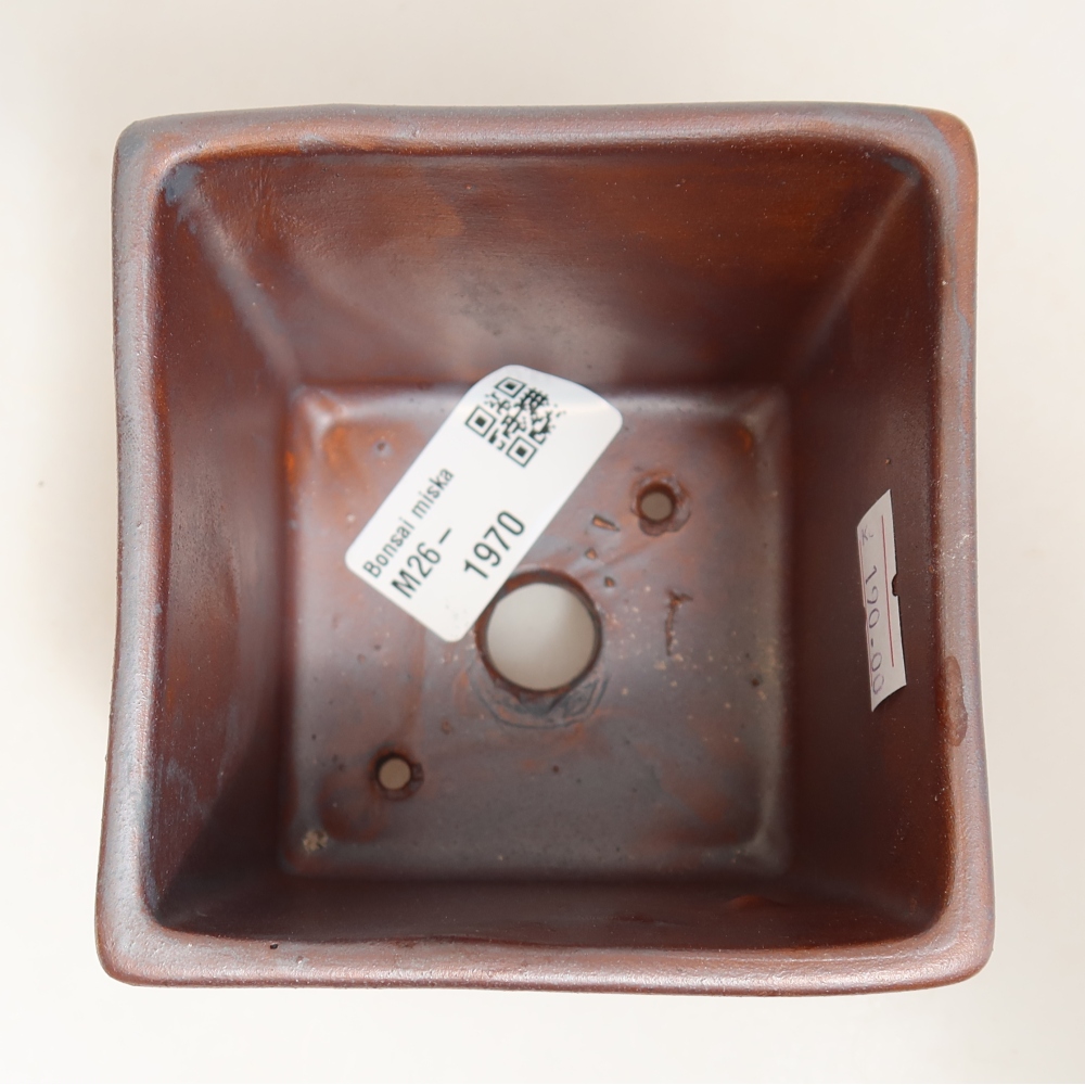Ceramic bonsai pot, 9 x 9 x 8.5 cm, metallic color