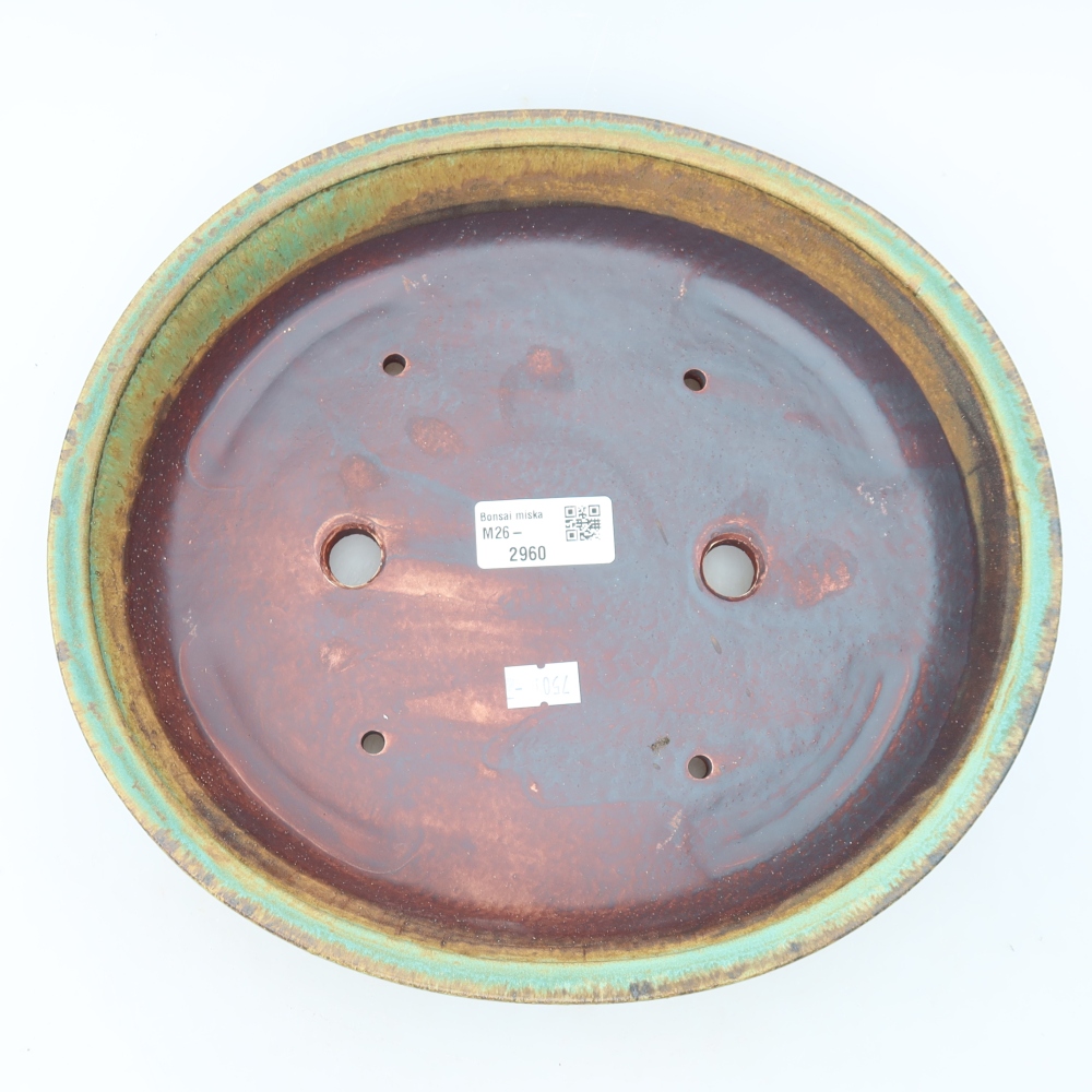 Ceramic bonsai pot, 27 x 24 x 5.5 cm, green