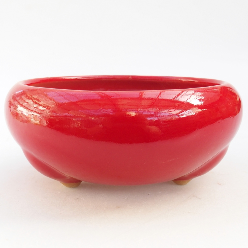 Ceramic bonsai bowl 14,5 x 14,5 x 7 cm, colour red