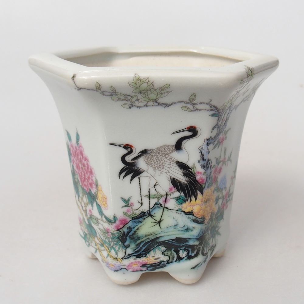 Ceramic bonsai bowl 10 x 9 x 9 cm, colour white