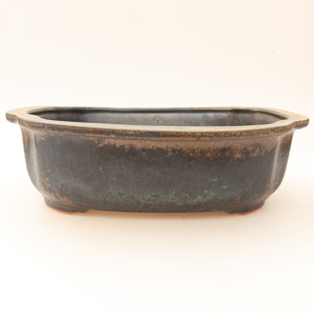 Ceramic bonsai pot, 24.5 x 21 x 7.5 cm, brown