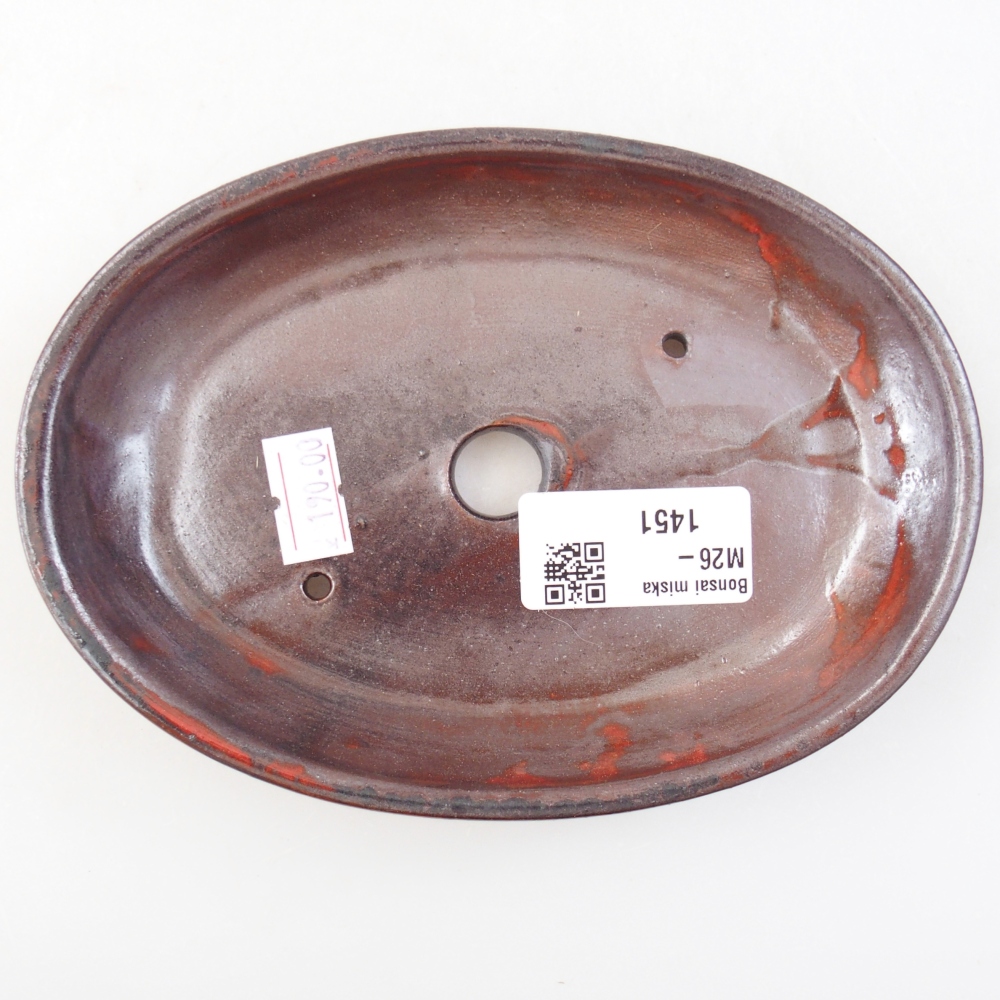 Ceramic bonsai bowl 15,5 x 11 x 2,5 cm, metallic red